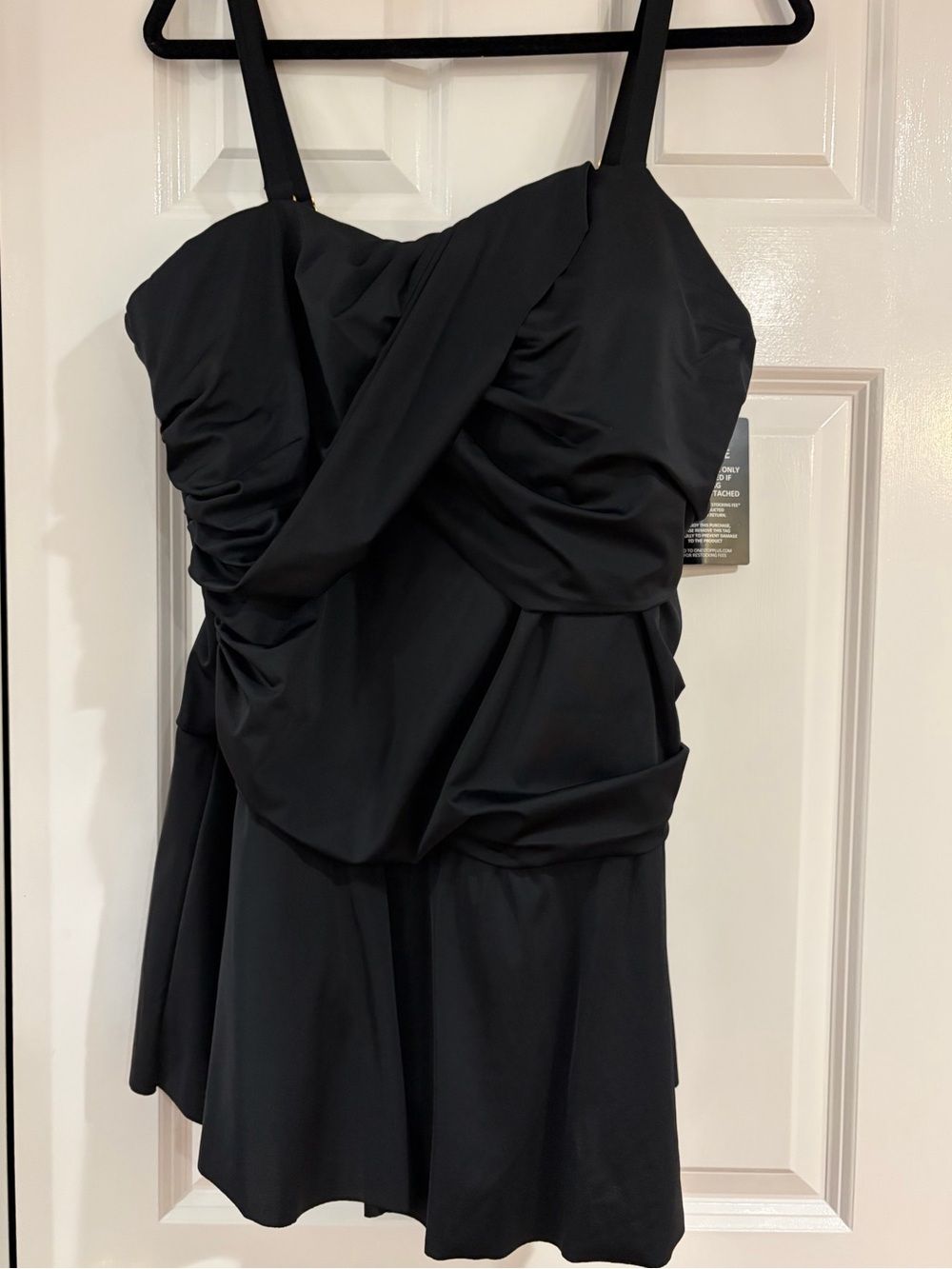Swimsuits For All Swimdress Womens 24 Black Ruched Skirted One Piece Lined